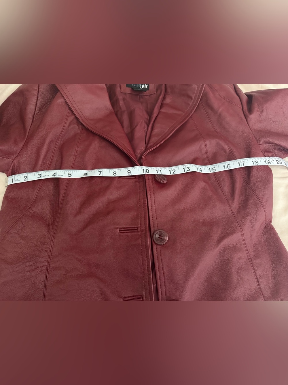 East 5th Genuine Leather Blazer Jacket Burgundy Wine Red Women’s Small - Picture 5 of 6